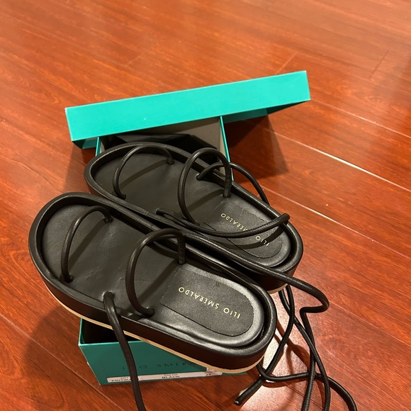 Ilio Smeraldo Black Lace-Up Sandals NWT - Picture 1 of 14